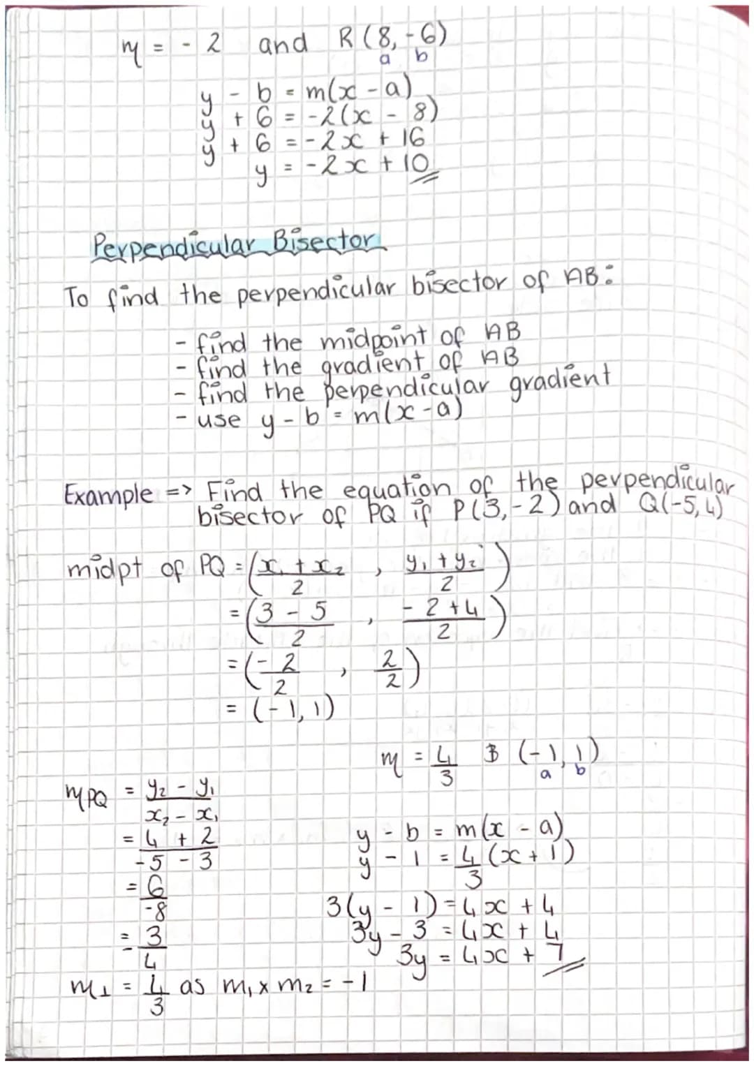 Equation of a straight line
To find the equation of a straight line we need:
gradient
point
ЧА
B
Gradient formula m
= V
(42-41)
IKK
B
42-41
