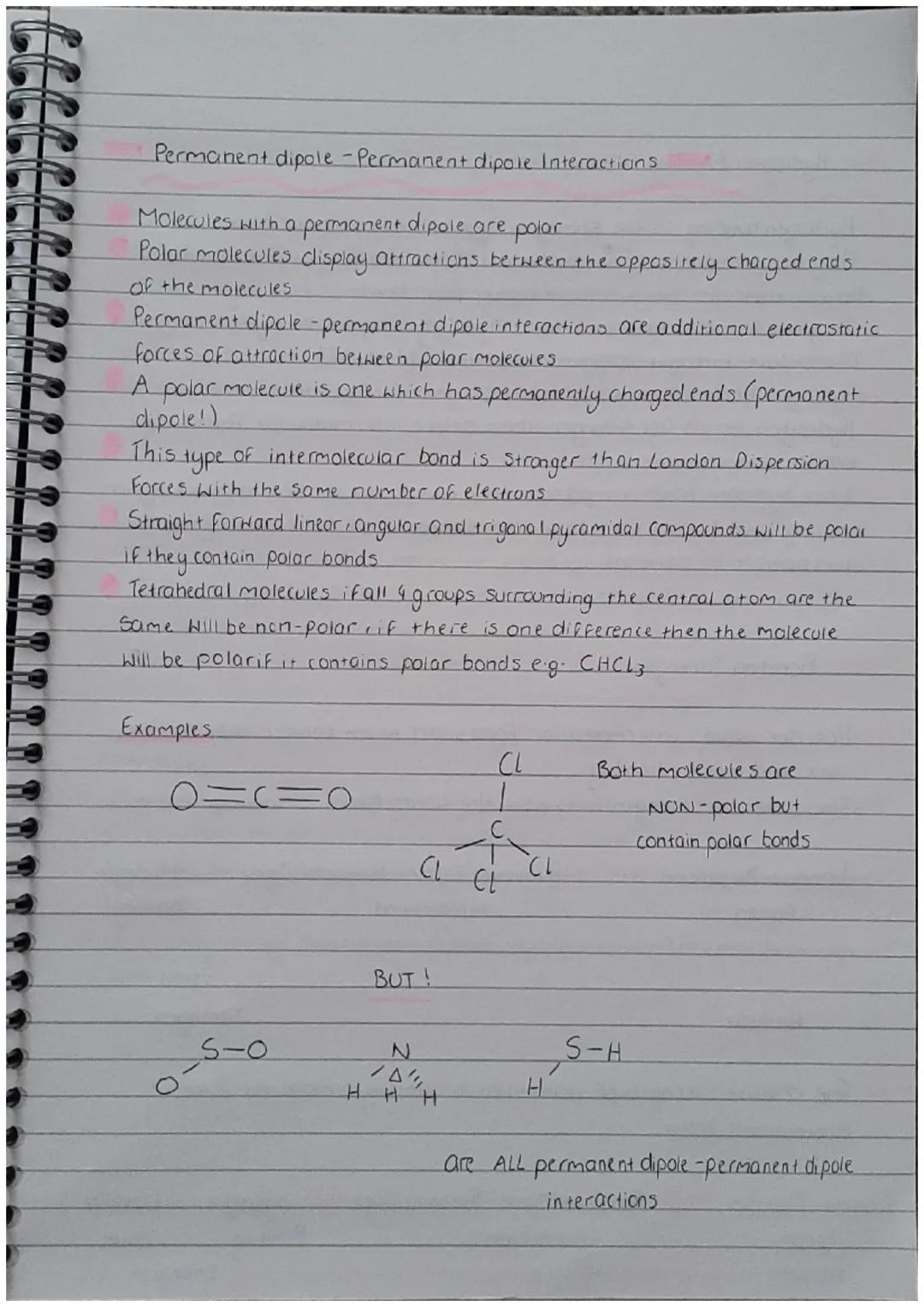 Intermolecular bands are found between molecules
They are also known as Von der Waals forces, and there are several
types to consider
London
