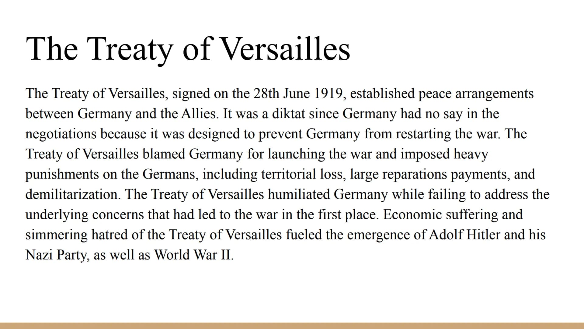 Conflict And
Tension
The inter-war years, 1918-1939
- Part 1: Peacemaking Peacemaking
The First World War ended on November 11, 1918, when t