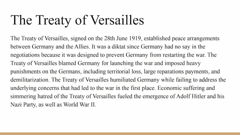 Conflict And
Tension
The inter-war years, 1918-1939
- Part 1: Peacemaking Peacemaking
The First World War ended on November 11, 1918, when t