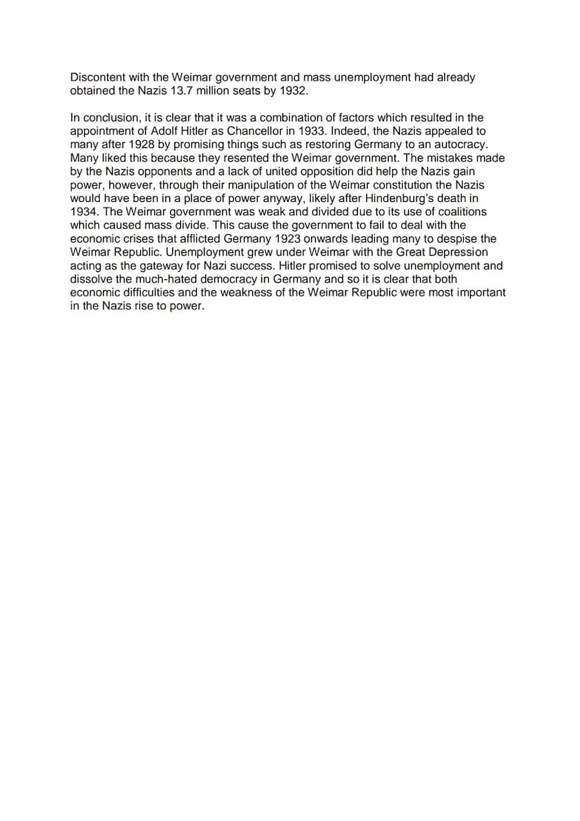 To what extent were economic difficulties the main reason why the Nazis achieved
power in 1933? (22)
In November 1918, Germany lost the war;