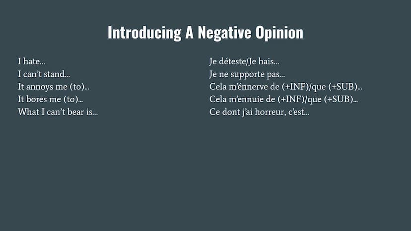 Basic French Verb Phrases In my opinion.…..
I think that...
As far as I'm concerned...
They say that...
It seems to me that...
Introducing Y