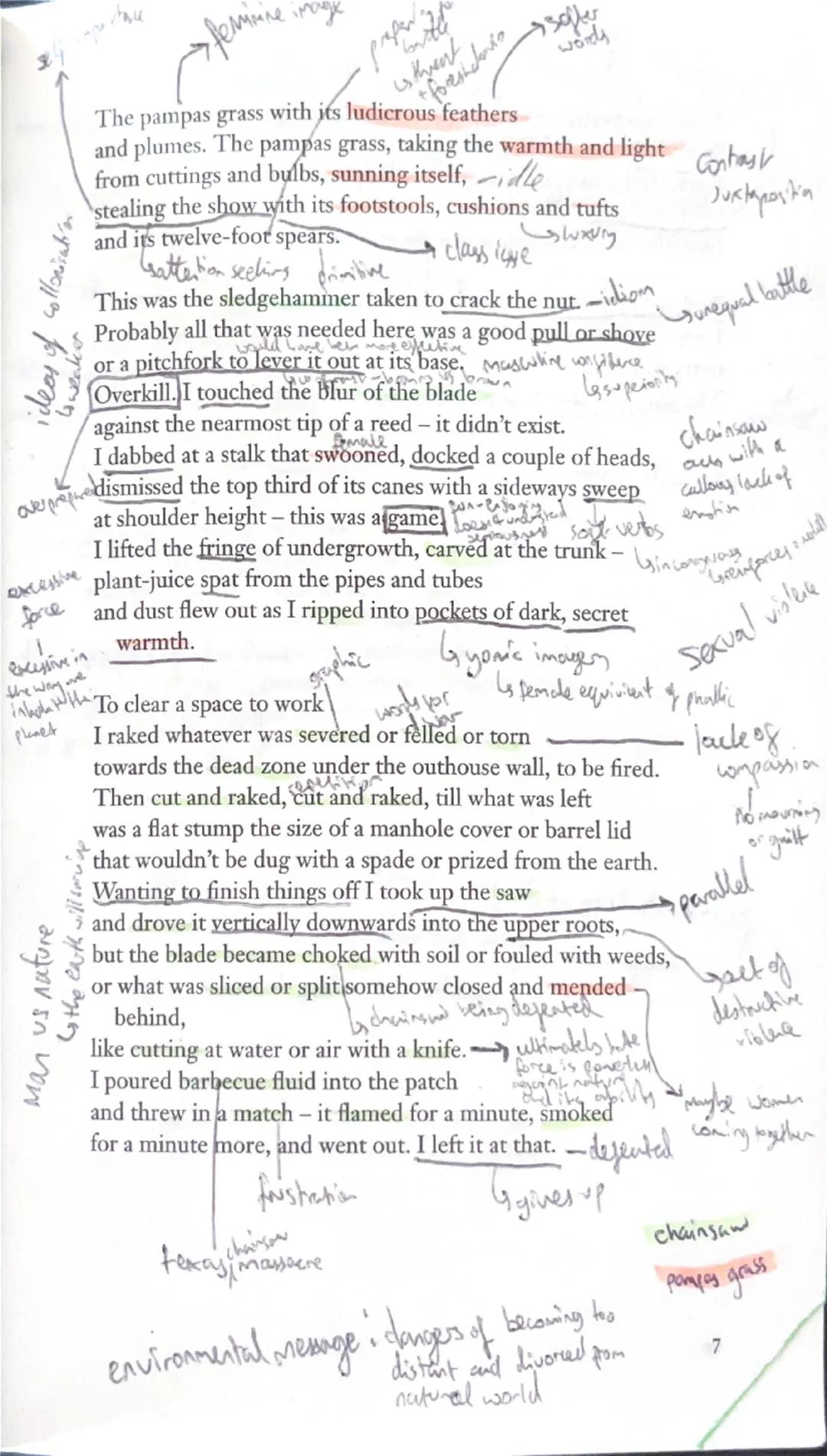 # David vs Goliath
*a biblical battle?
# Simon Armitage
autobiographical
# CHAINSAW VERSUS THE PAMPAS GRASS
It seemed an unlikely match. All