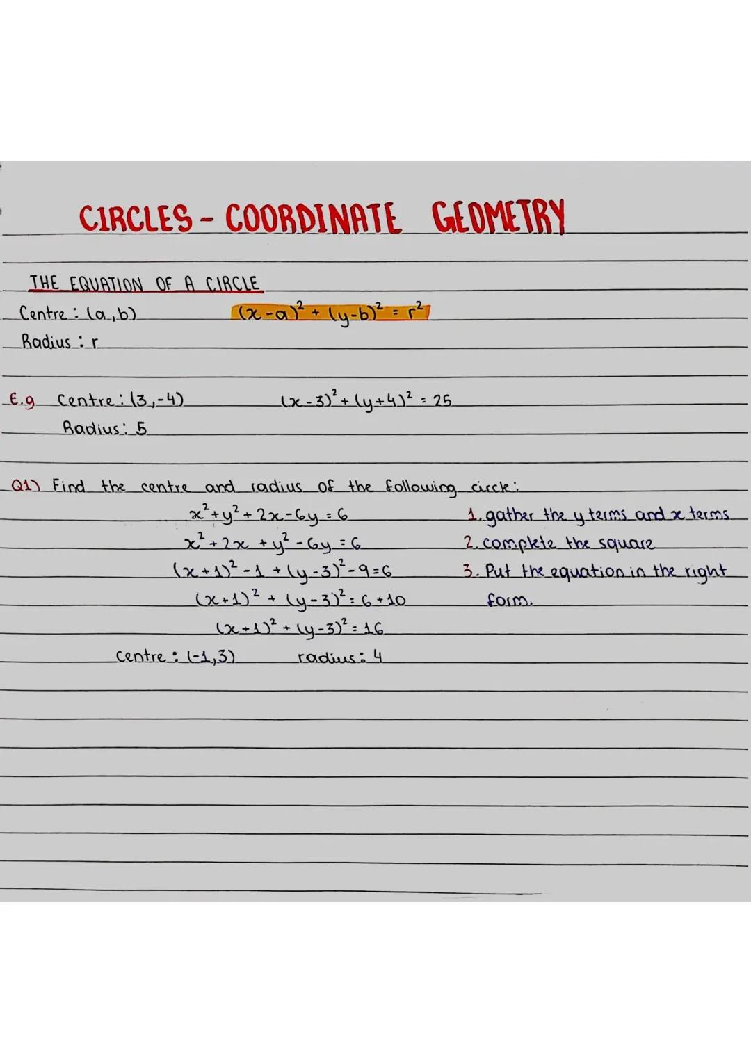 The Equation of a Circle 