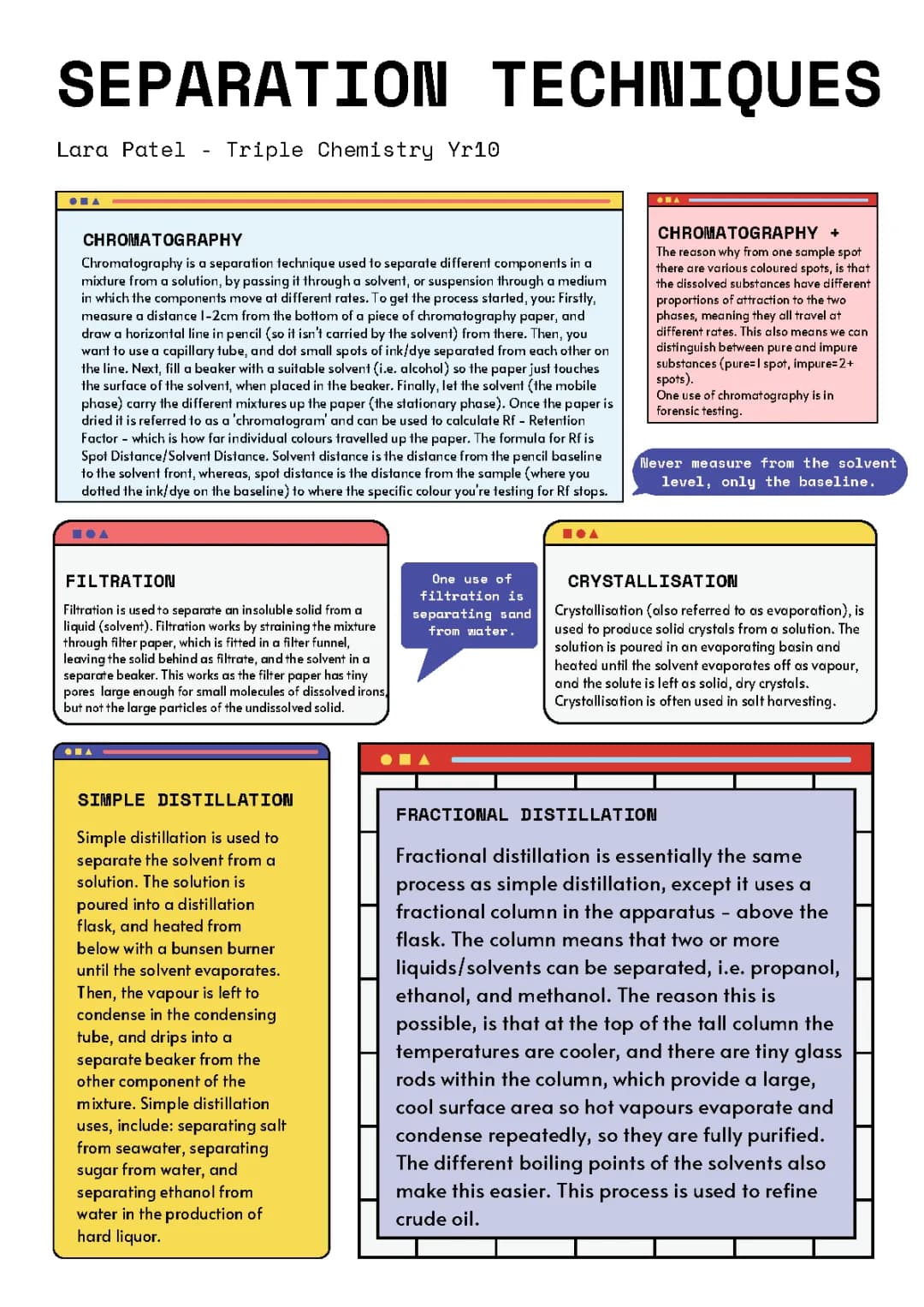 GCSE AQA Chemistry Notes on Separation Techniques and Exam Questions