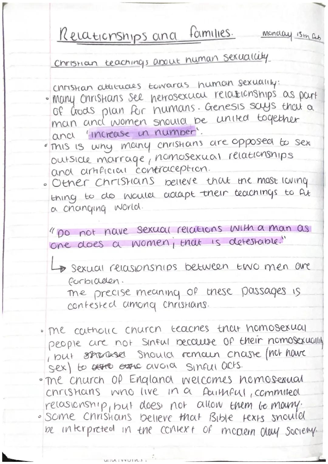 D
0
。
Relationships and families.
Christian teachings about human sexuallity..
Christian attitudes towards human sexuality:
Many Christians 