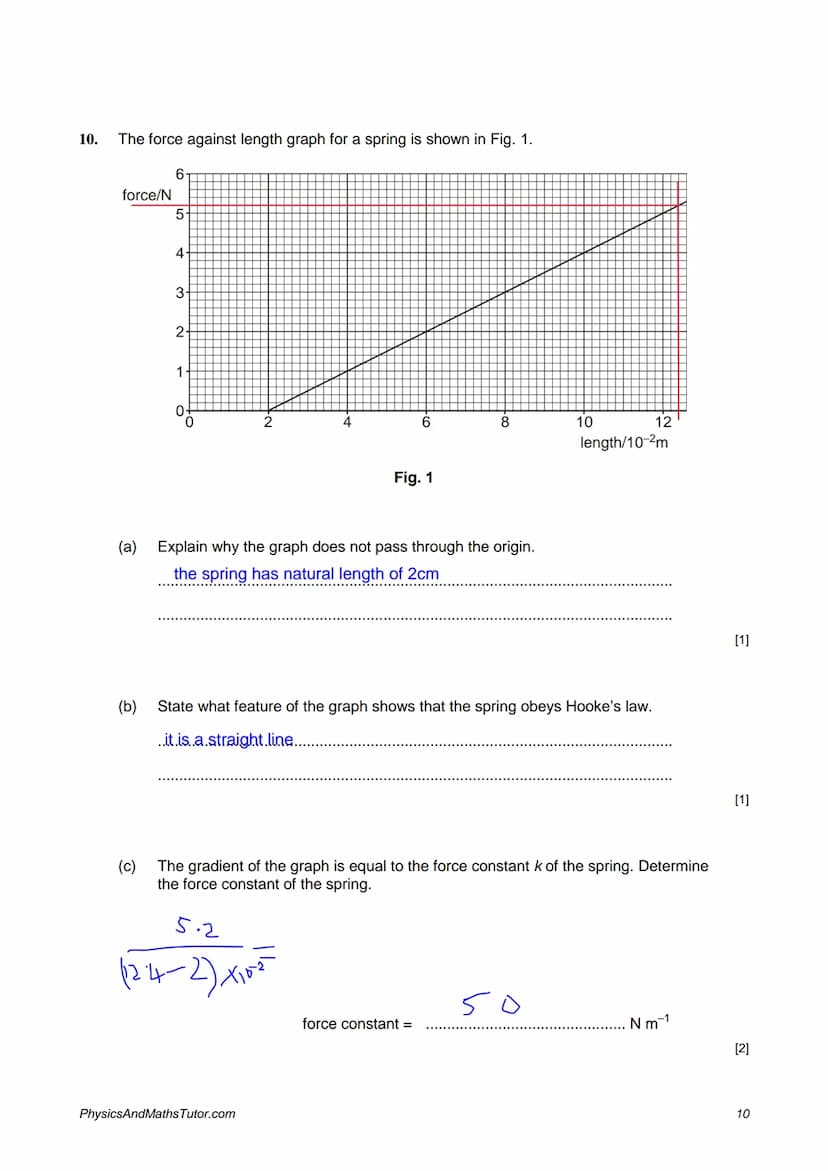 1.
2.
Questions on Work & Energy
Describe one example where elastic potential energy is stored.
...in a stretched string..
The figure below 