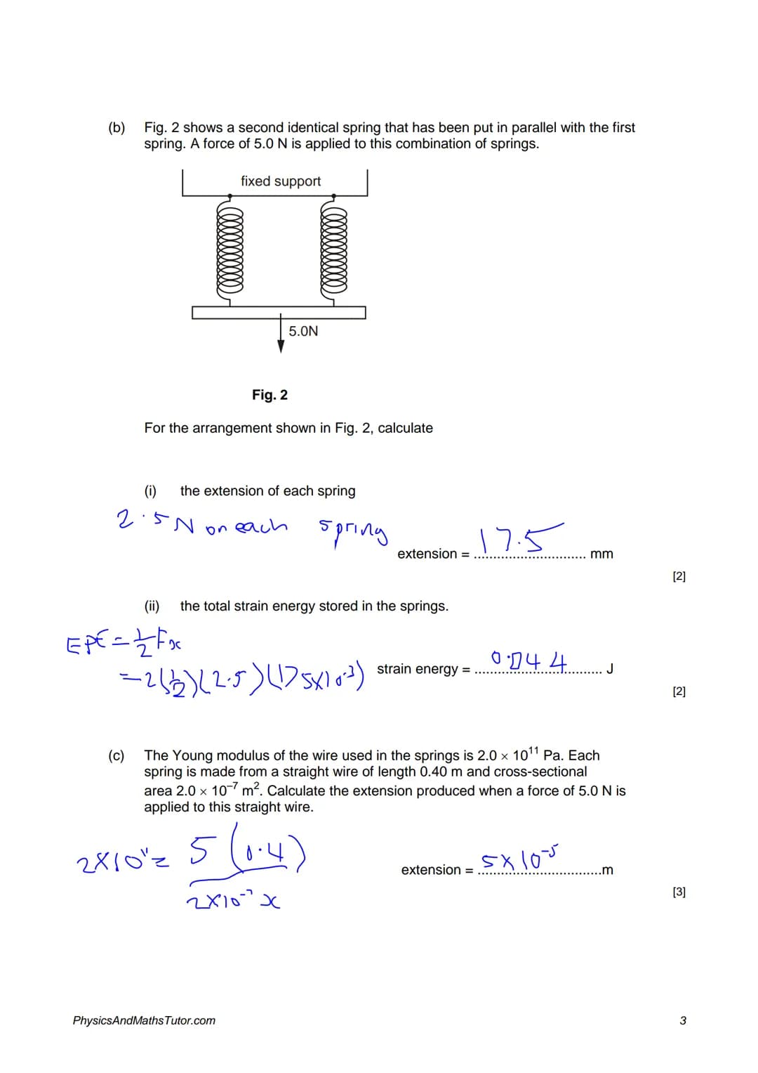 1.
2.
Questions on Work & Energy
Describe one example where elastic potential energy is stored.
...in a stretched string..
The figure below 