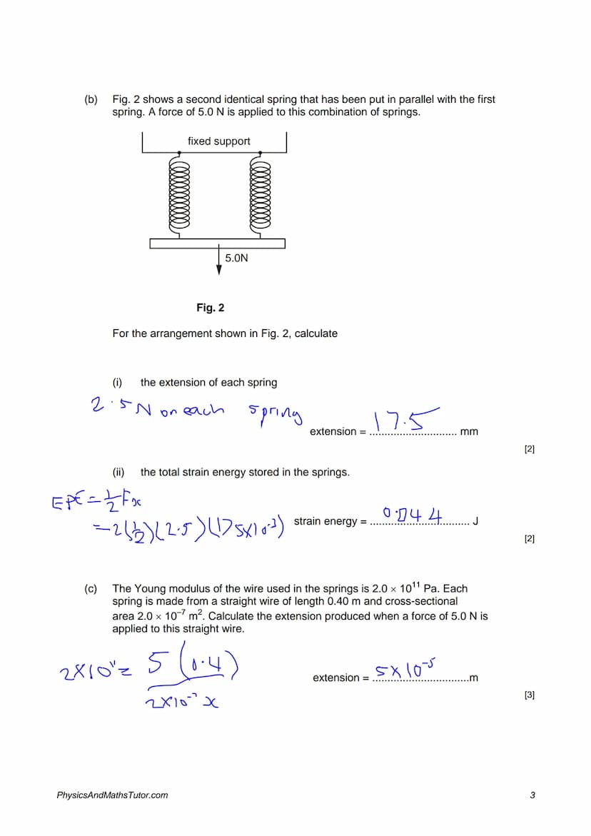 1.
2.
Questions on Work & Energy
Describe one example where elastic potential energy is stored.
...in a stretched string..
The figure below 