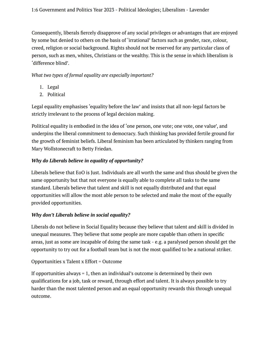 1:6 Government and Politics Year 2023 - Political Ideologies; Liberalism - Lavender
=
task
preparation
government politics
Notes
Reason and 