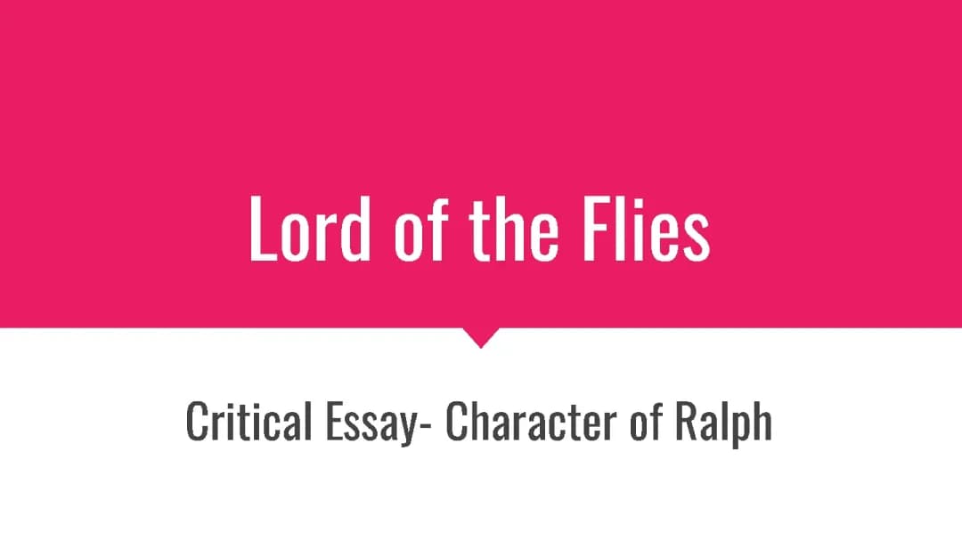 Understanding Ralph: A Character Analysis in Lord of the Flies