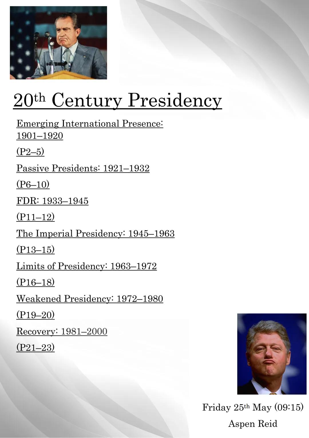 20th Century US Presidents