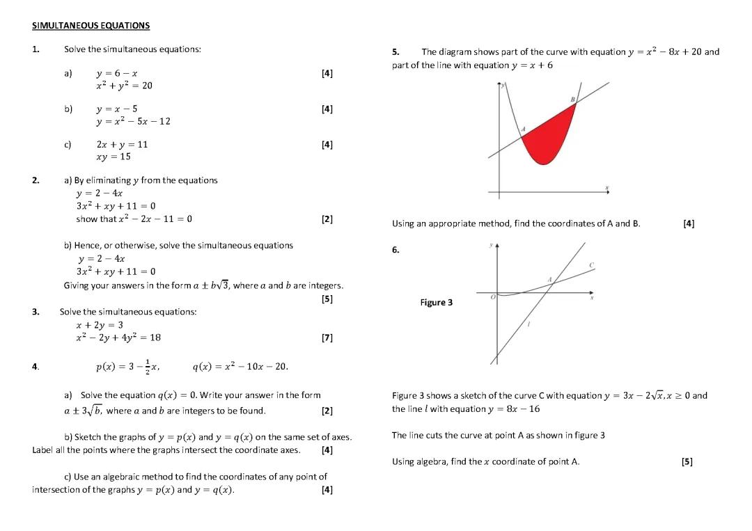 Fun Practice with Simultaneous Equations for Edexcel A Level - Easy Steps and Answers!