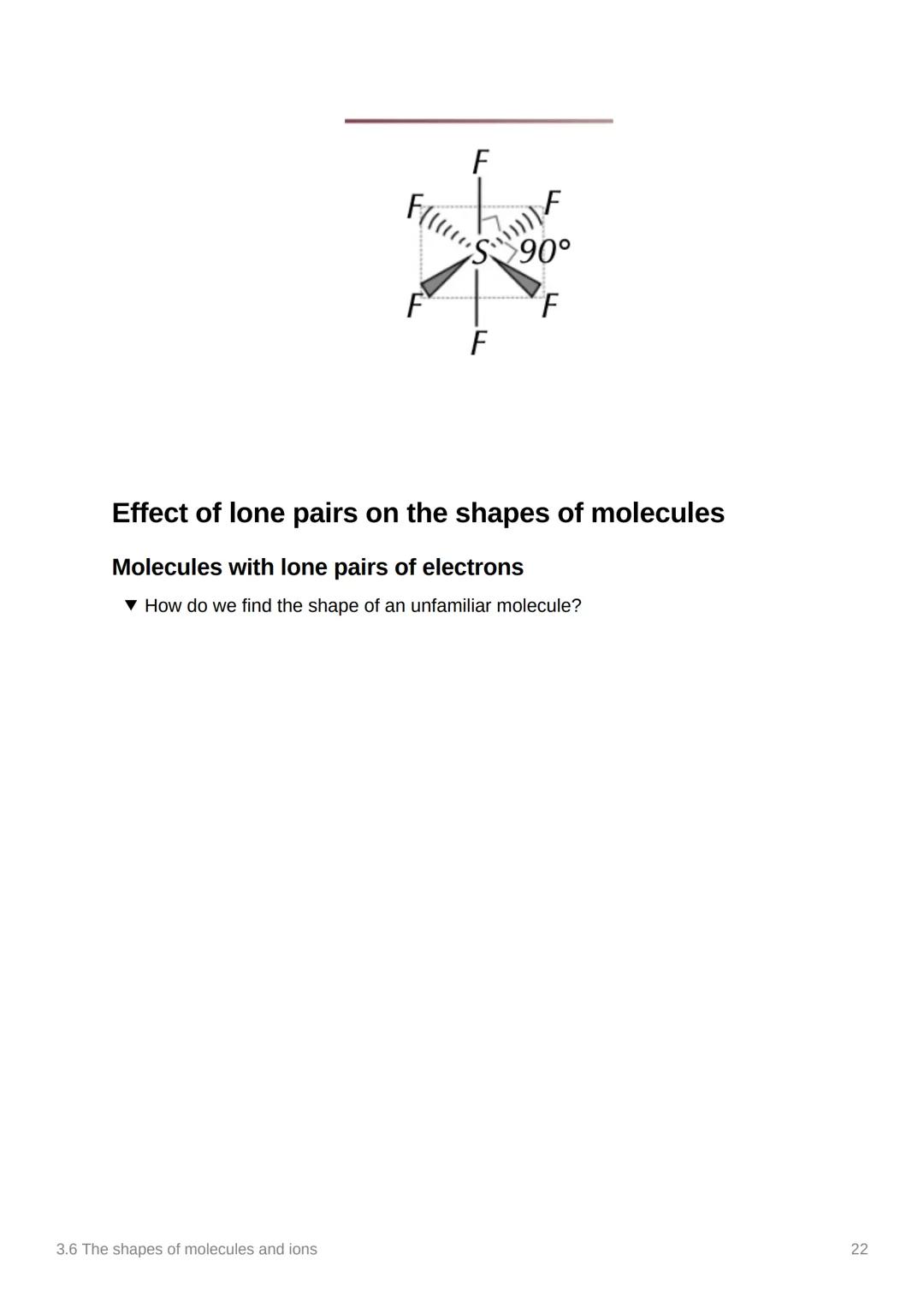 3.6 The shapes of molecules
and ions
Anki
Covered In class? Done
Notion
3.1.3
✓
Electron pair repulsion Theory.
▼ What does the line mean in