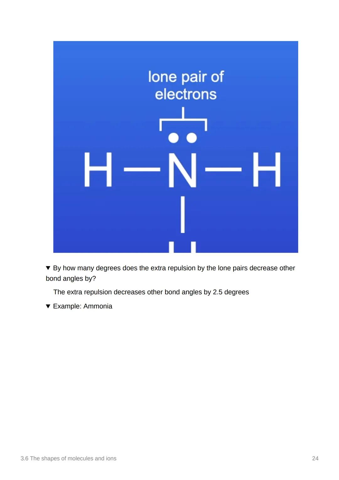 3.6 The shapes of molecules
and ions
Anki
Covered In class? Done
Notion
3.1.3
✓
Electron pair repulsion Theory.
▼ What does the line mean in