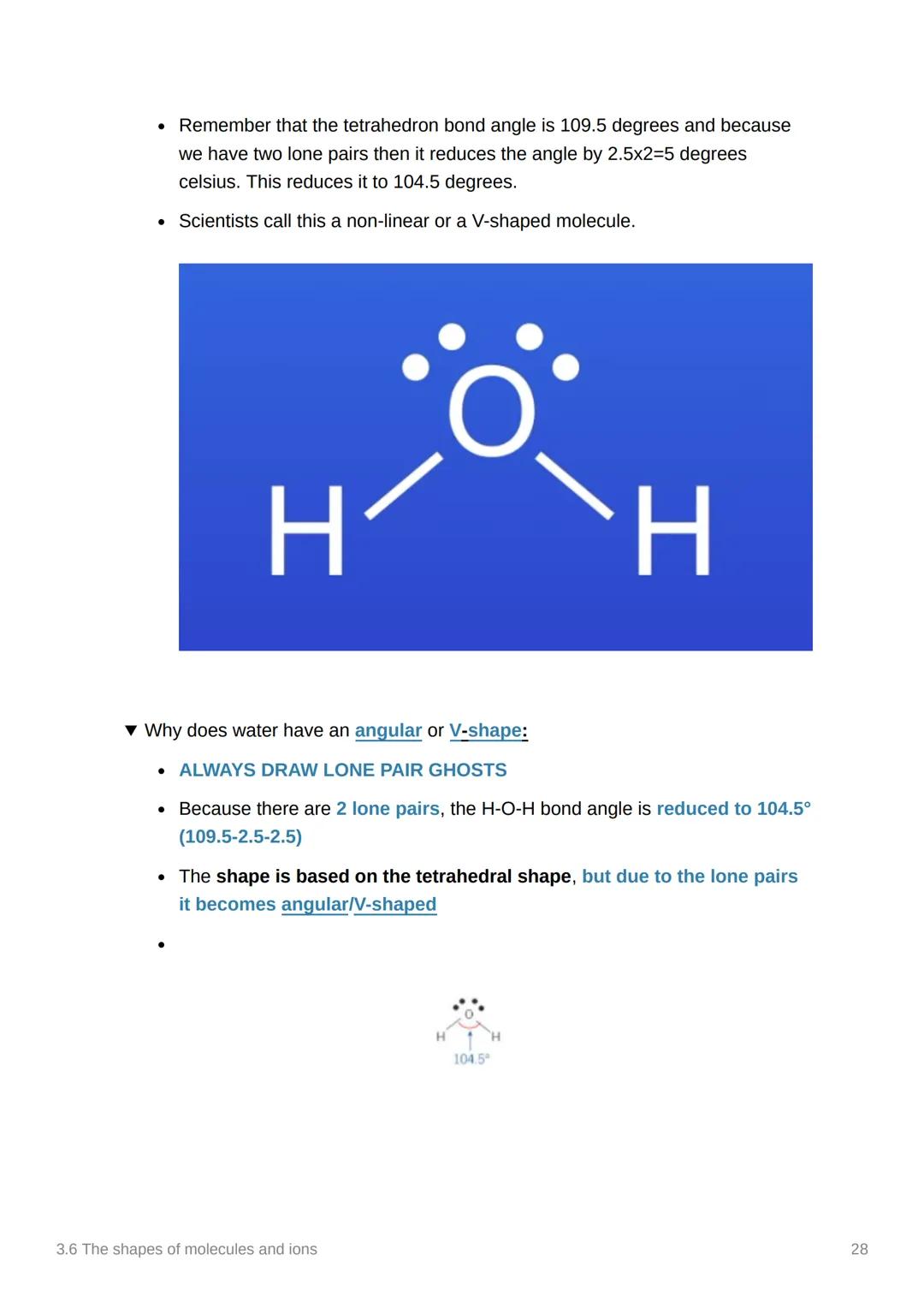 3.6 The shapes of molecules
and ions
Anki
Covered In class? Done
Notion
3.1.3
✓
Electron pair repulsion Theory.
▼ What does the line mean in