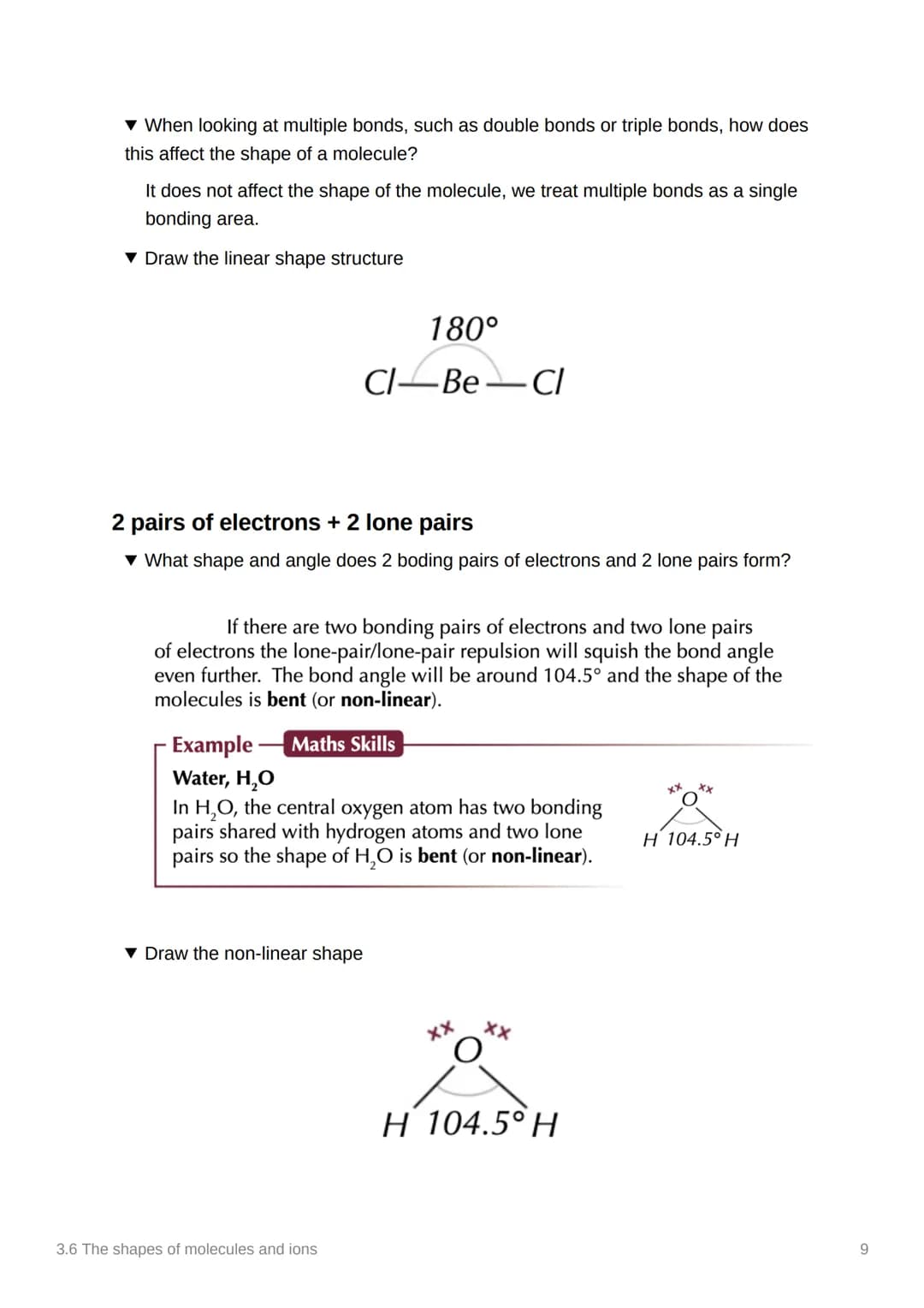 3.6 The shapes of molecules
and ions
Anki
Covered In class? Done
Notion
3.1.3
✓
Electron pair repulsion Theory.
▼ What does the line mean in