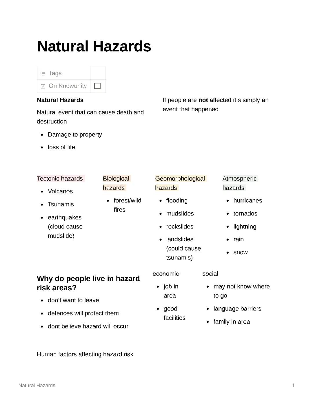 Natural Hazards 