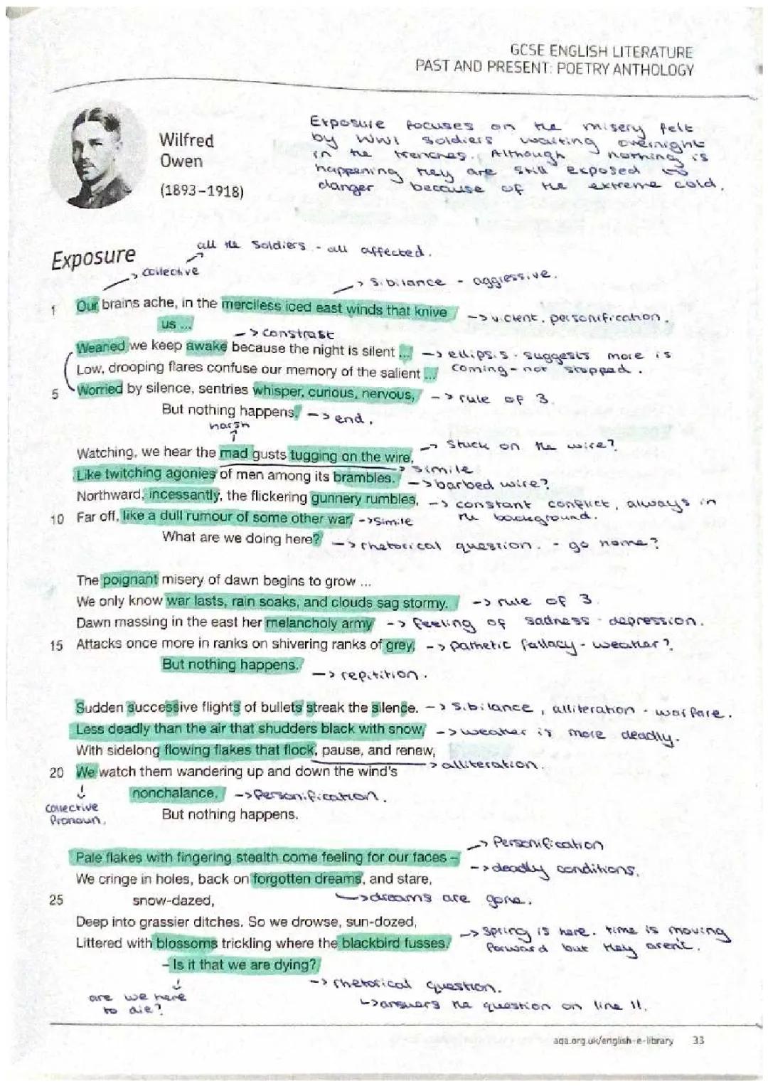 Exposure Wilfred Owen: Analysis, Themes, and Quotes PDF