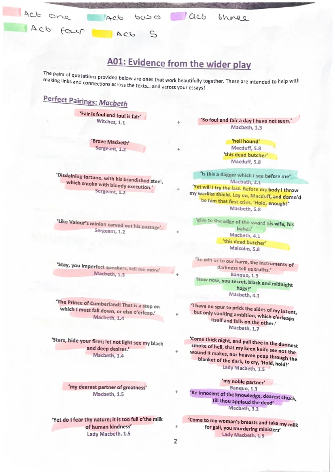 
<p>In Act 1 of Macbeth, there are several key quotes that highlight important themes and character traits. One such quote is "Fair is foul 