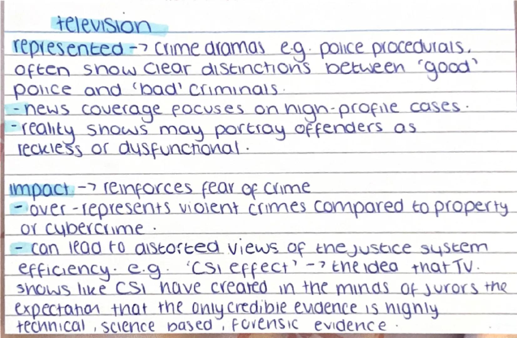 # ACI.4

Describe media representation
of crime.

CRIMINOLOGY newspapers-
represented tend to focus on violent, sensational,
or unusual Crim