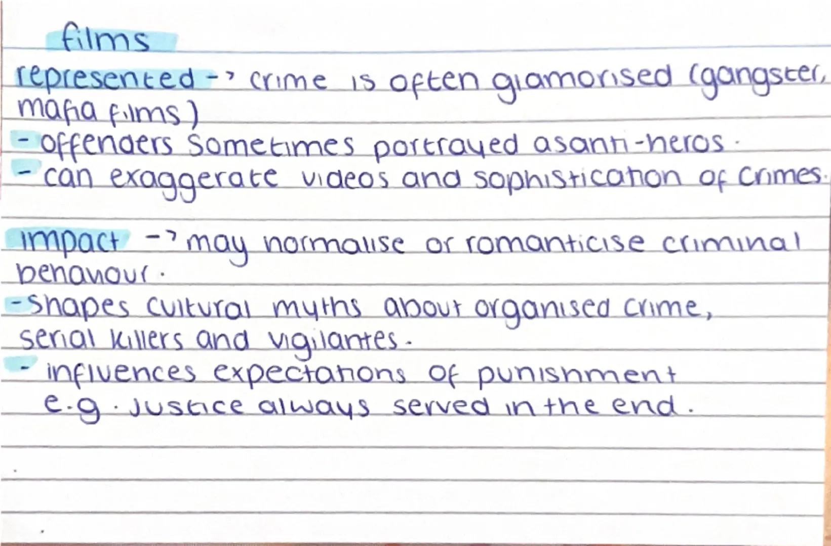 # ACI.4

Describe media representation
of crime.

CRIMINOLOGY newspapers-
represented tend to focus on violent, sensational,
or unusual Crim