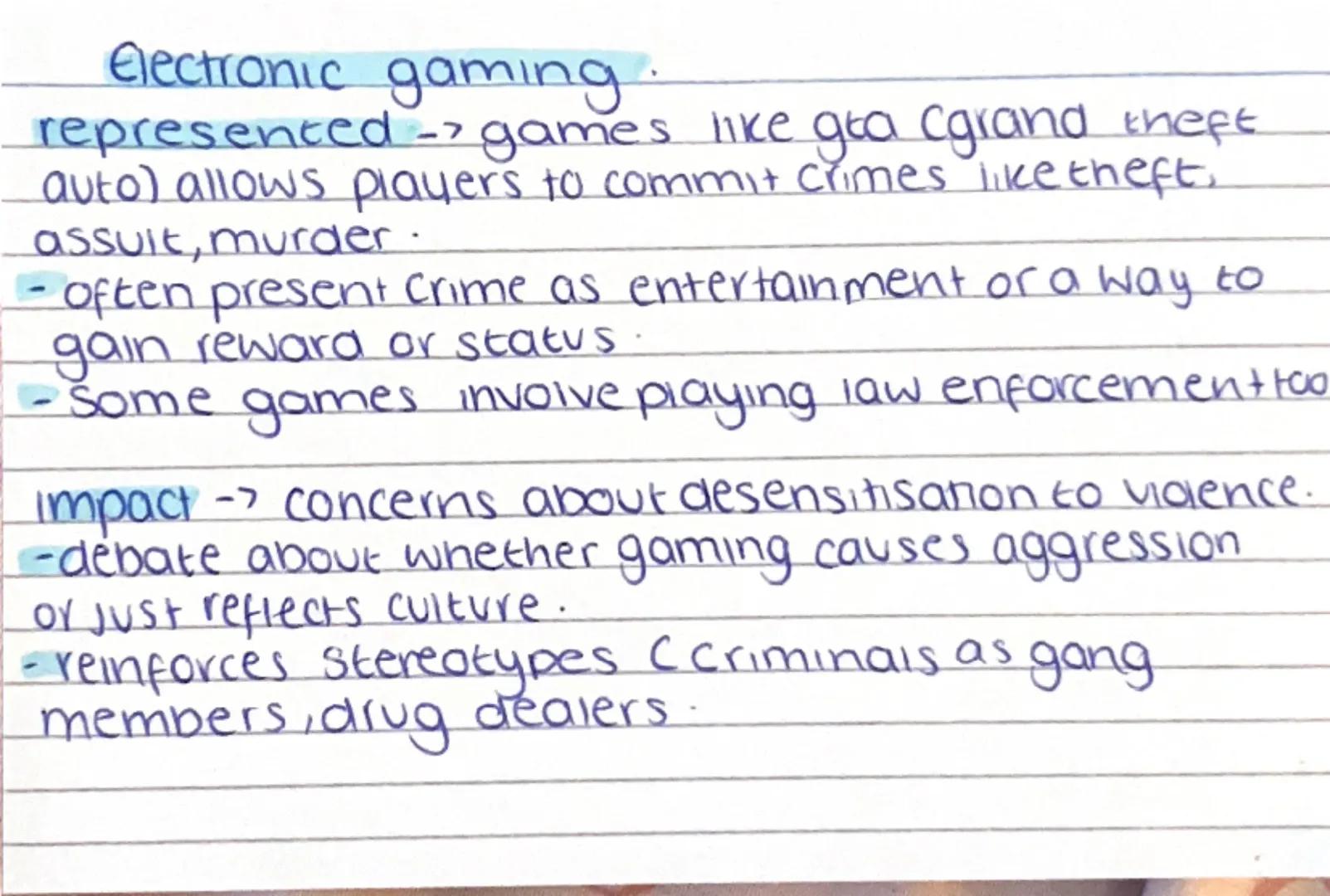 # ACI.4

Describe media representation
of crime.

CRIMINOLOGY newspapers-
represented tend to focus on violent, sensational,
or unusual Crim