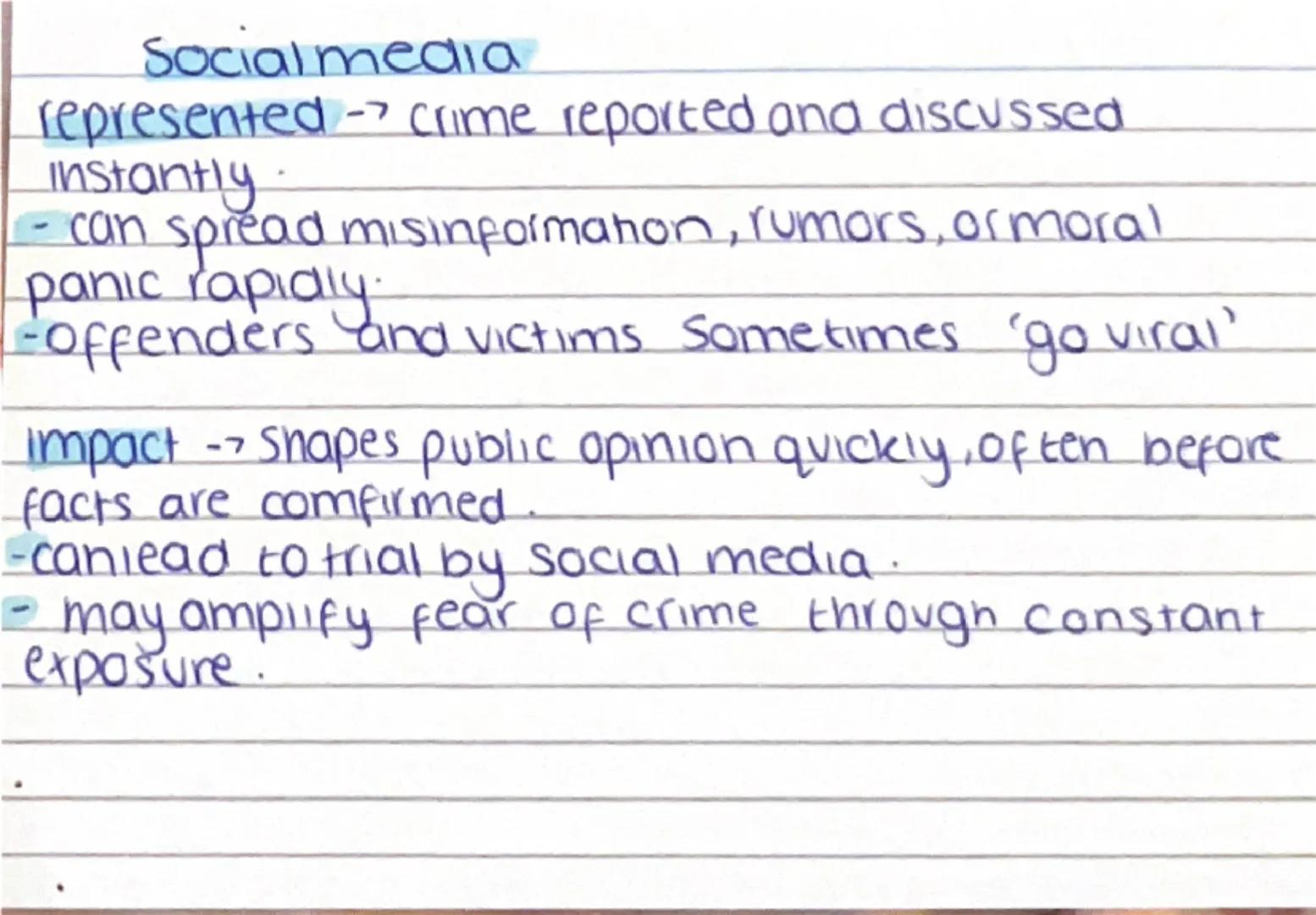 # ACI.4

Describe media representation
of crime.

CRIMINOLOGY newspapers-
represented tend to focus on violent, sensational,
or unusual Crim
