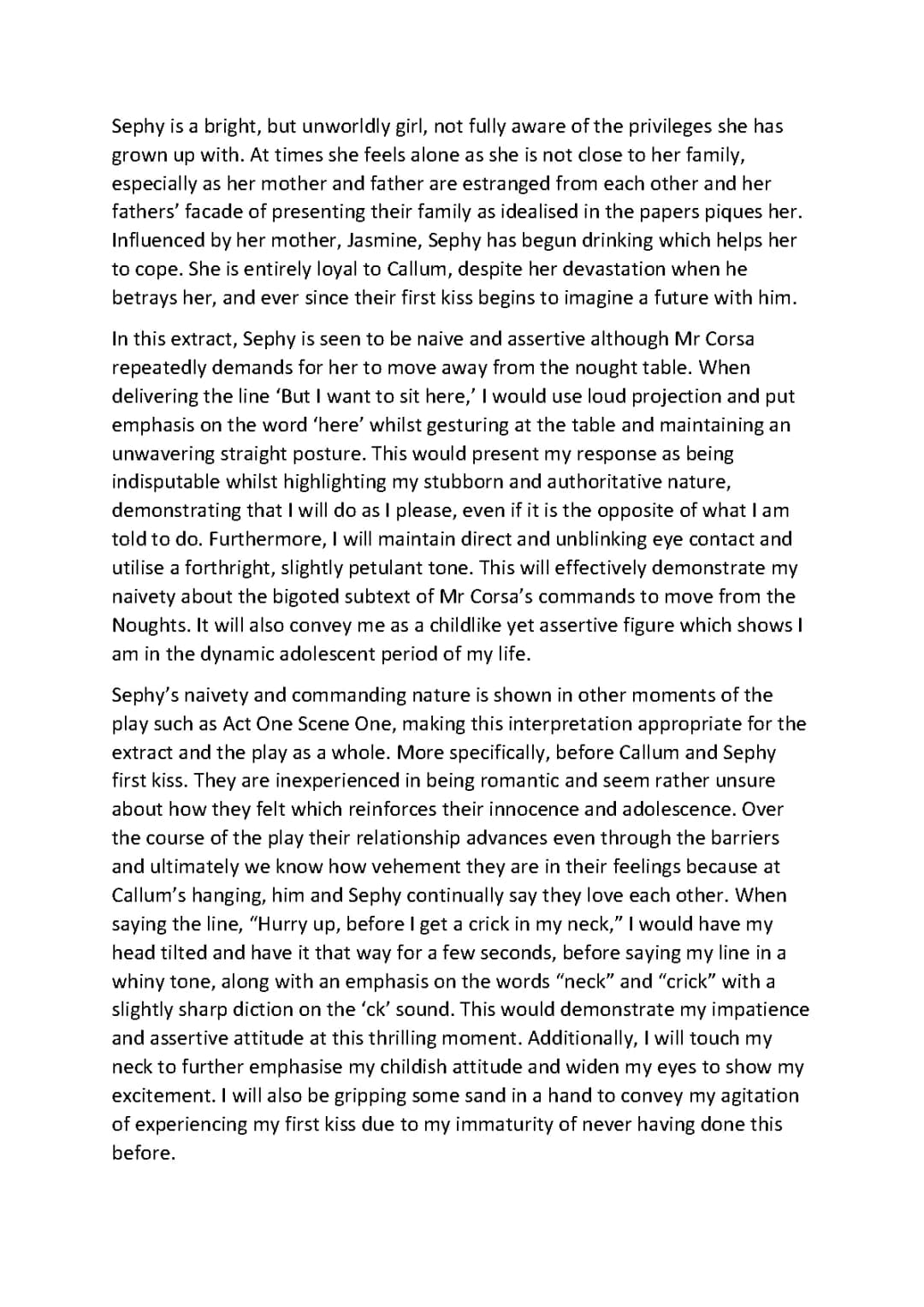 Sephy Noughts and Crosses GCSE Drama Essay: High Mark Analysis of Act One Scene Six
