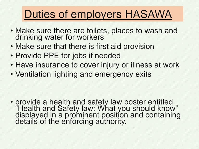 AC3.1 personal safety responsibility
Abbreviation Full name
HASAWA
RIDDOR
COSHH
PPER
MHR
Health and safety at work act 1974
Reporting of inj