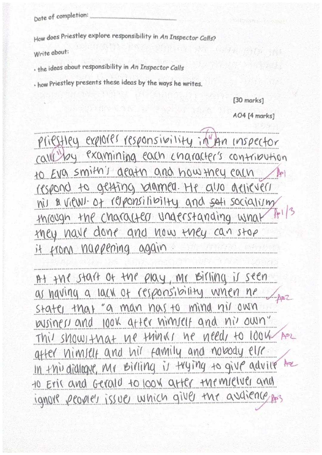 inspector calls responsibility essay