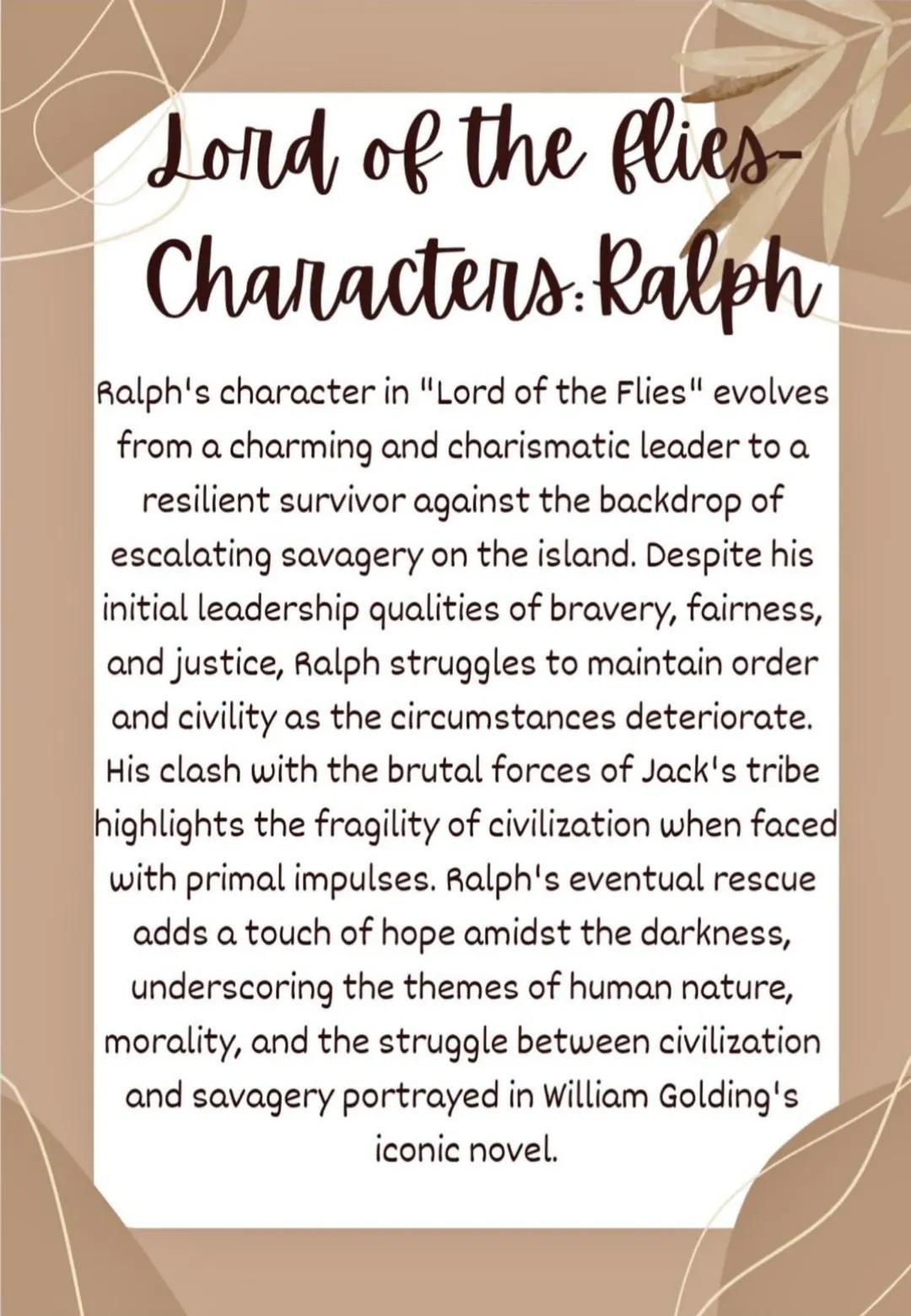 Lord of the flies: Character-Ralph