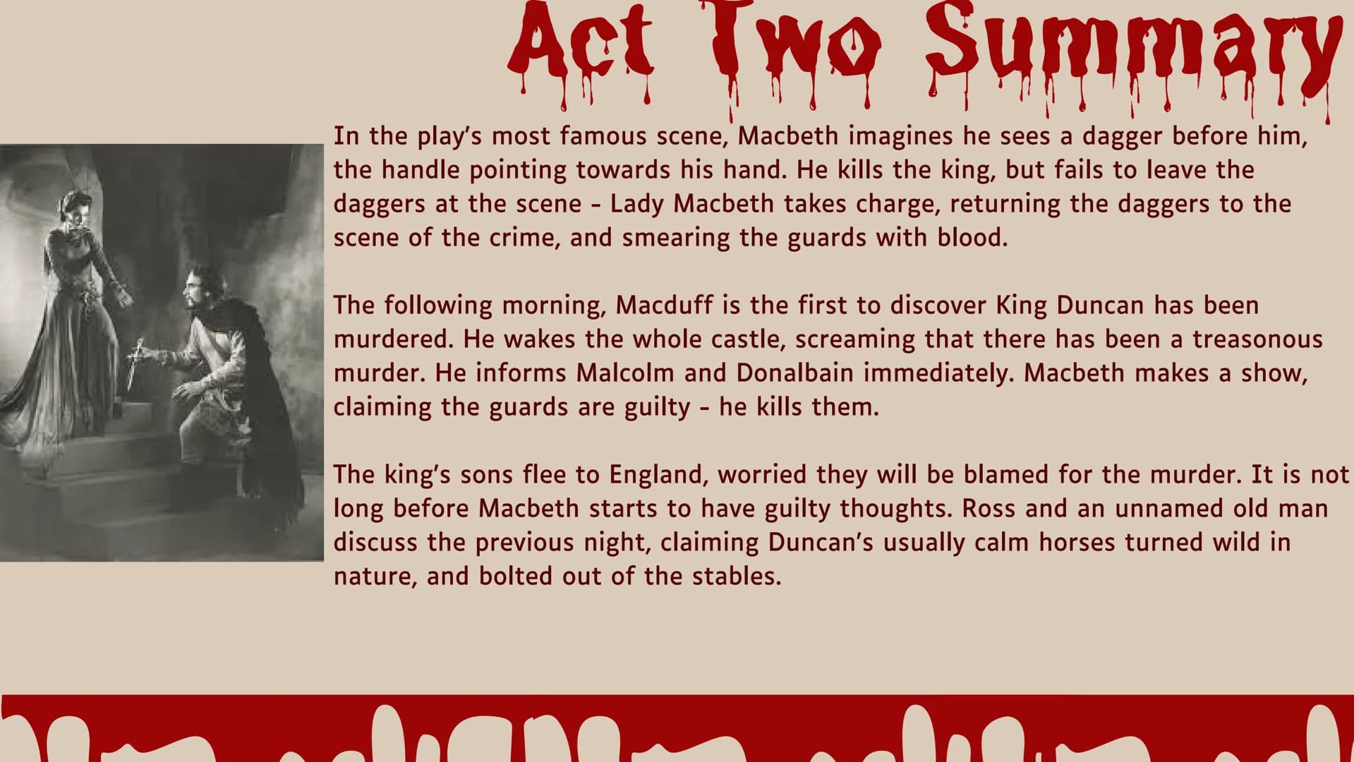 Shakespeare's
MACBETH Context Literary Tradition
Shakespeare relied extensively on Holinshed's Chronicles as source material for the reign o