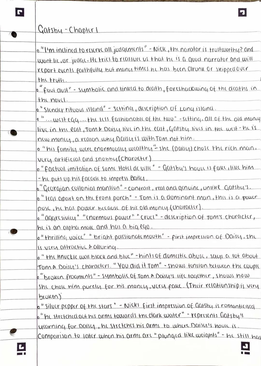 The Great Gatsby Chapter 1: Notes with Quotes and Analysis for Kids