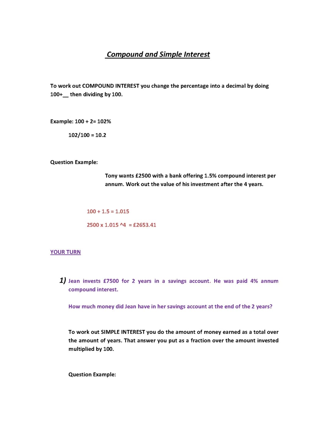 Compound and Simple Interest