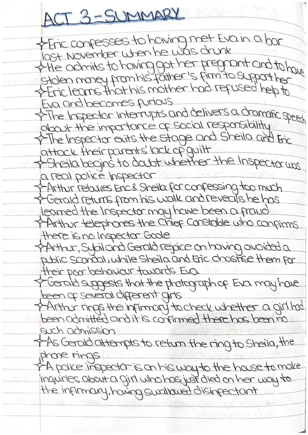 An Inspector Calls Act 3 - summary and key quotations