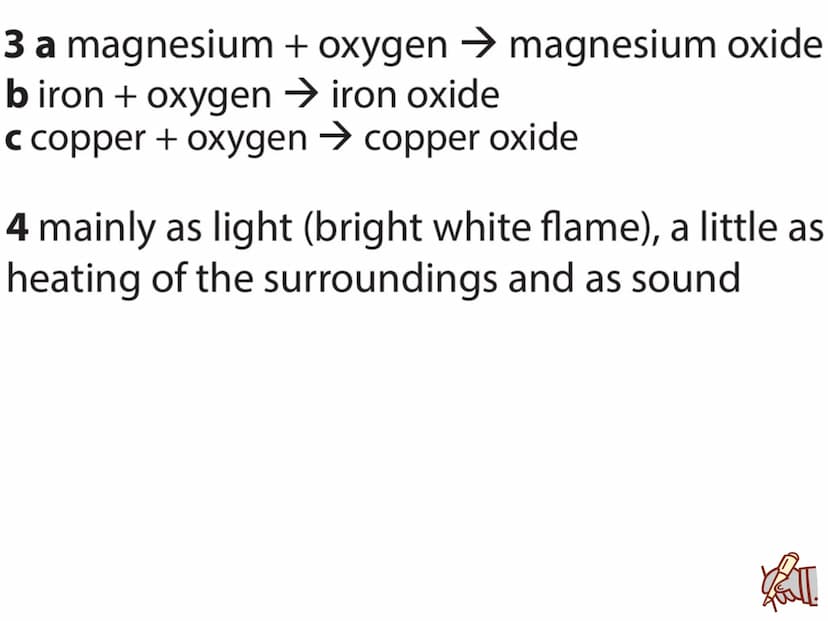 c/w
LOS: To be able to:
describe oxidation reactions of metals and non-metals;
explain changes in mass seen in oxidation reactions;
compare 
