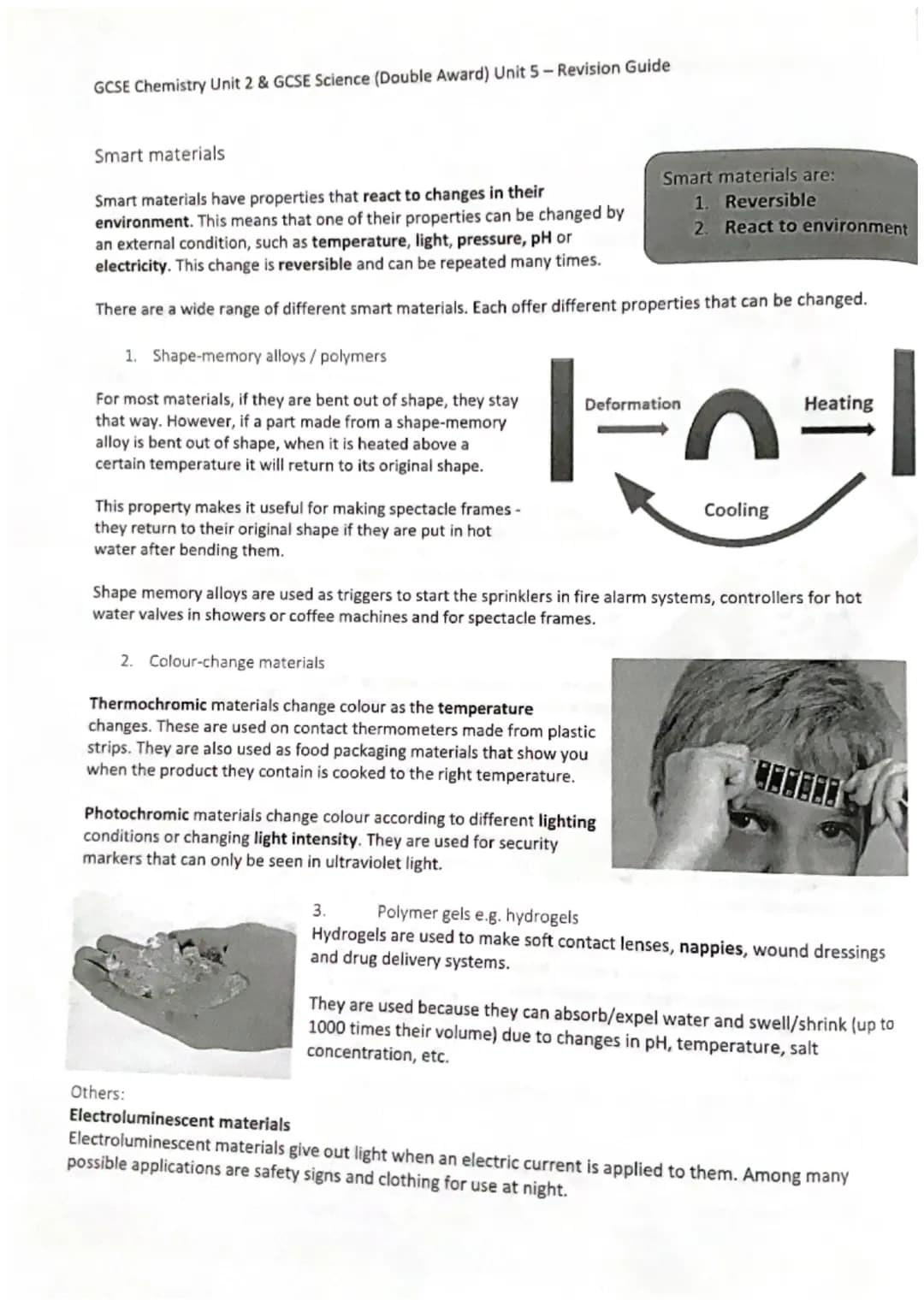 GCSE Chemistry Unit 2 & GCSE Science (Double Award) Unit 5-Revision Guide
Topic 1 - BONDING, STRUCTURE AND PROPERTIES
Metals and Non-metals
