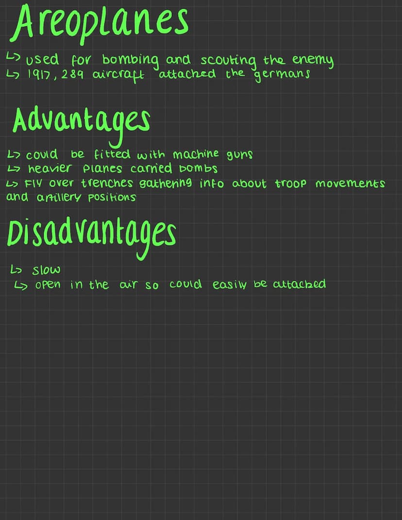 Technology
Old
L> Artillery
L> Machine
guns
L> Rifles
↳ Grenades
Weapons
New
L> Gas
L> Tanks
->
Areoplanes
↳ Barbed wire Weapons / Technolog