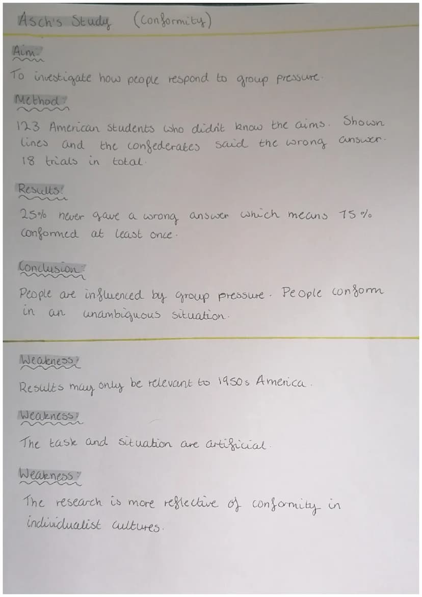 Paper 2
Social Influence
Language, Thought
and Communication
Brain + Neuropsychology
Psychological Problems
Unnamed Studies Asch's Study (co