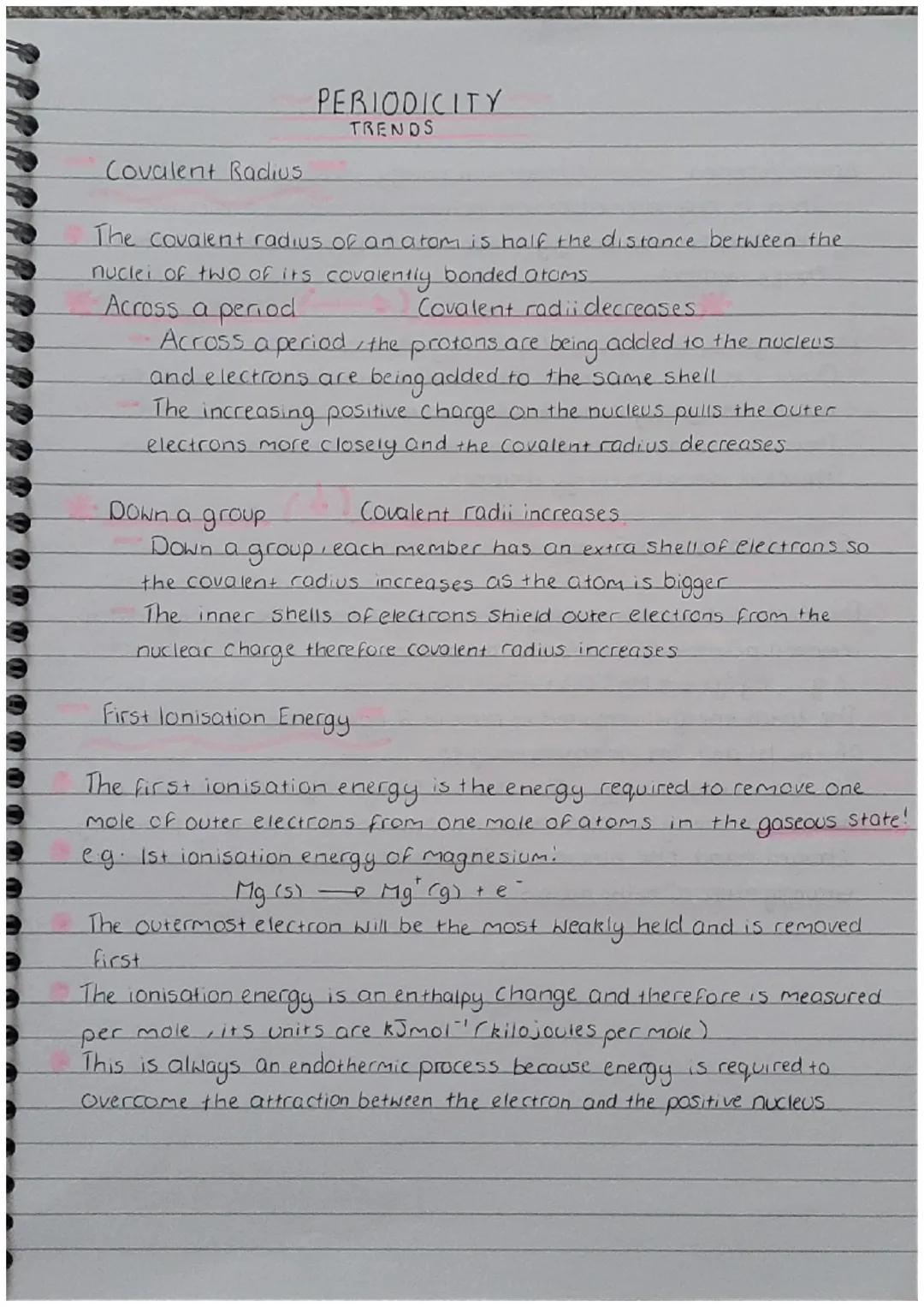 # PERIODICITY
TRENDS

Covalent Radius

The covalent radius of an atom is half the distance between the
nuclei of two of its covalently bonde