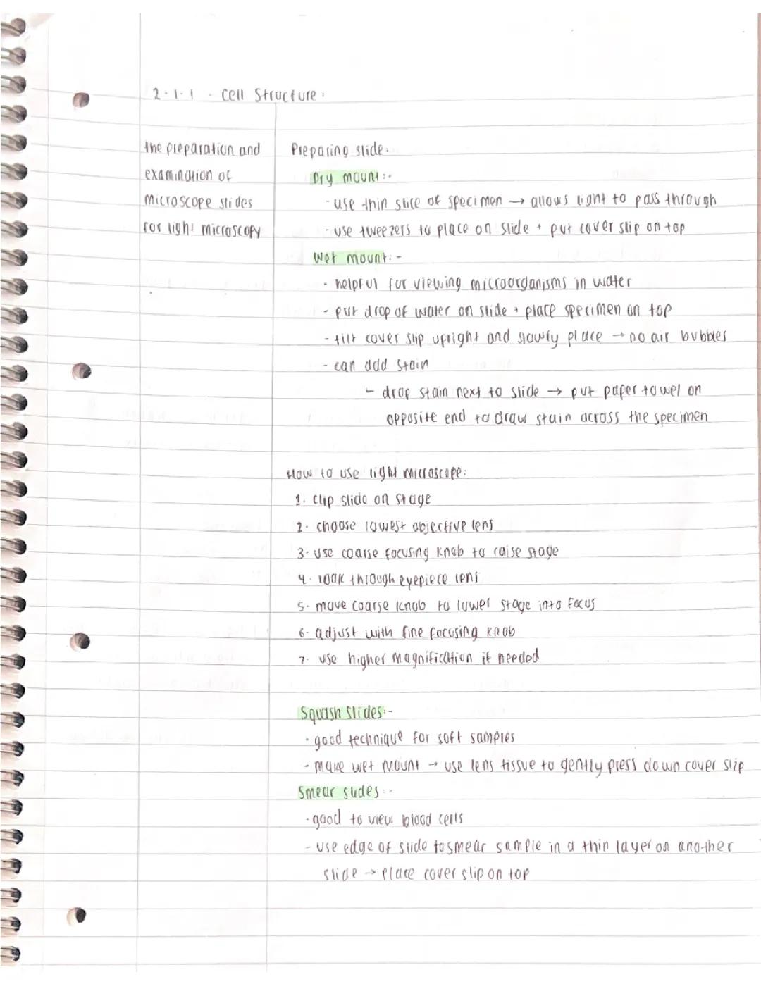 OCR Biology A- 2.1: Cell Structure