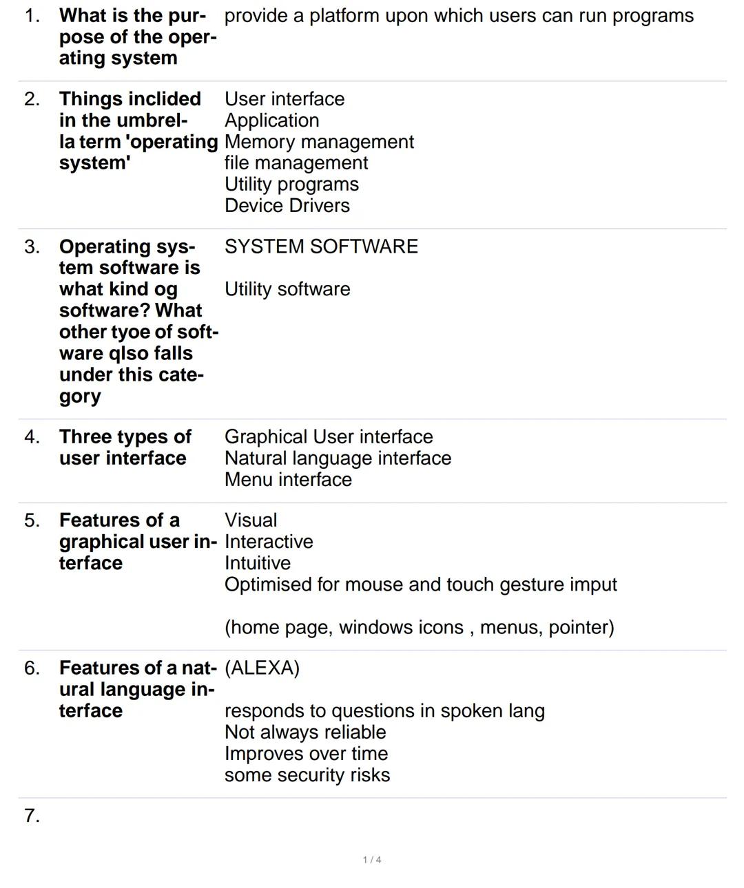 1. What is the pur- provide a platform upon which users can run programs
pose of the oper-
ating system
2. Things inclided
in the umbrel-
la