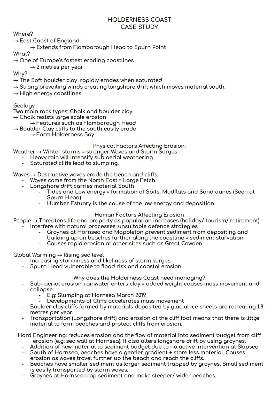 Holderness Coast Erosion: Case Study A Level AQA - Why It's the Fastest Eroding Coastline