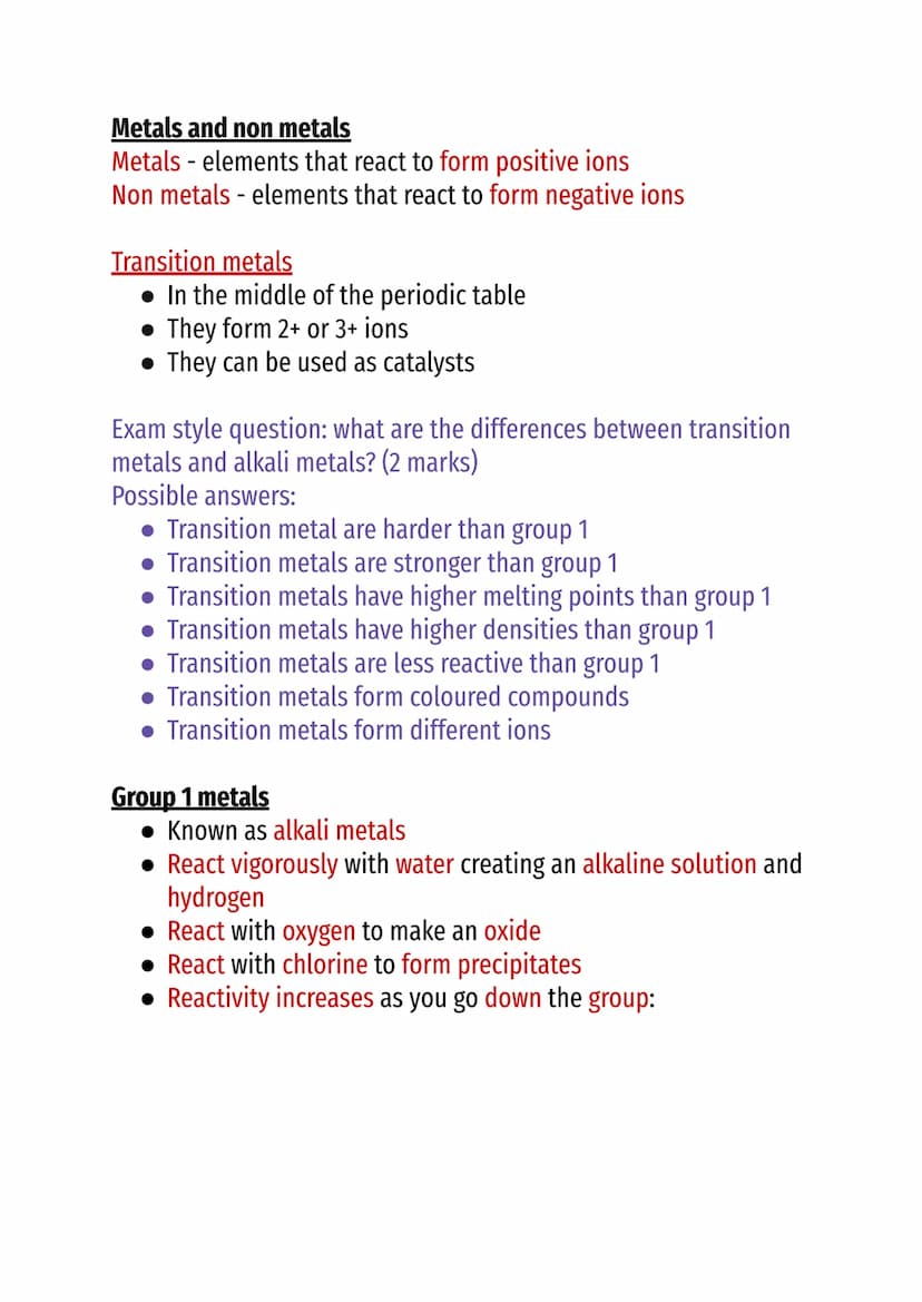 Atomic structure and the periodic table
Atoms - smallest part of an element
Element - substance made up of only one type of atoms
Compound -
