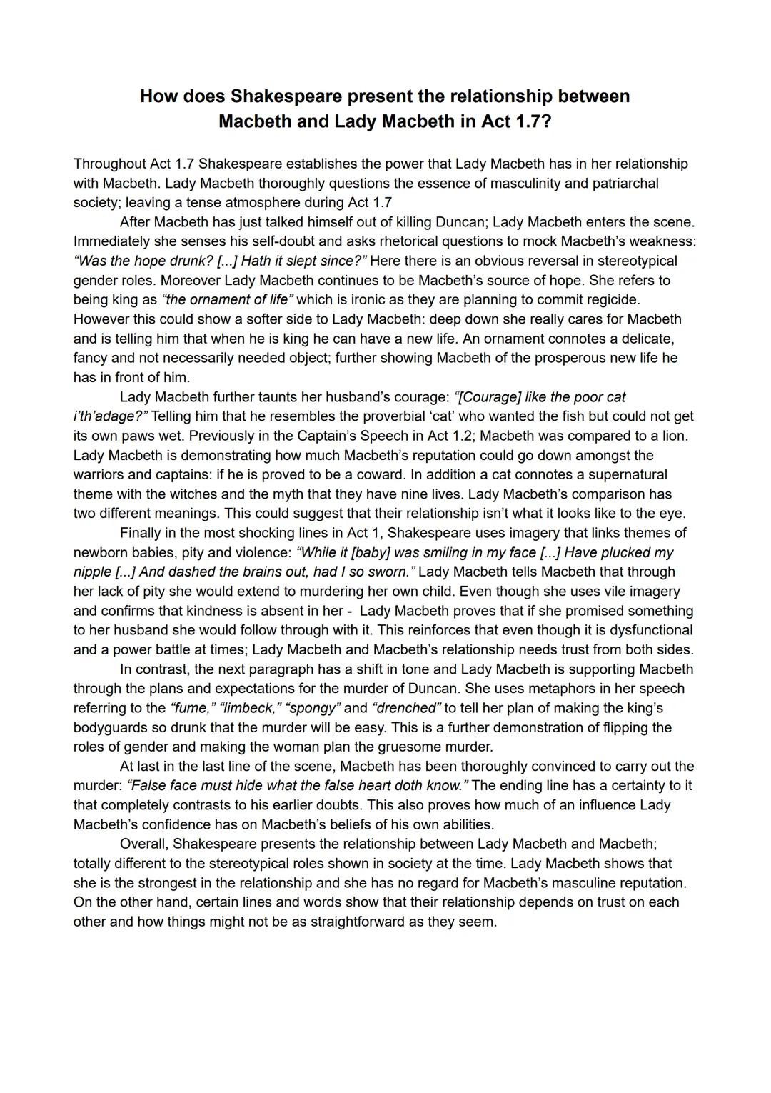 Macbeth and lady macbeth relationship