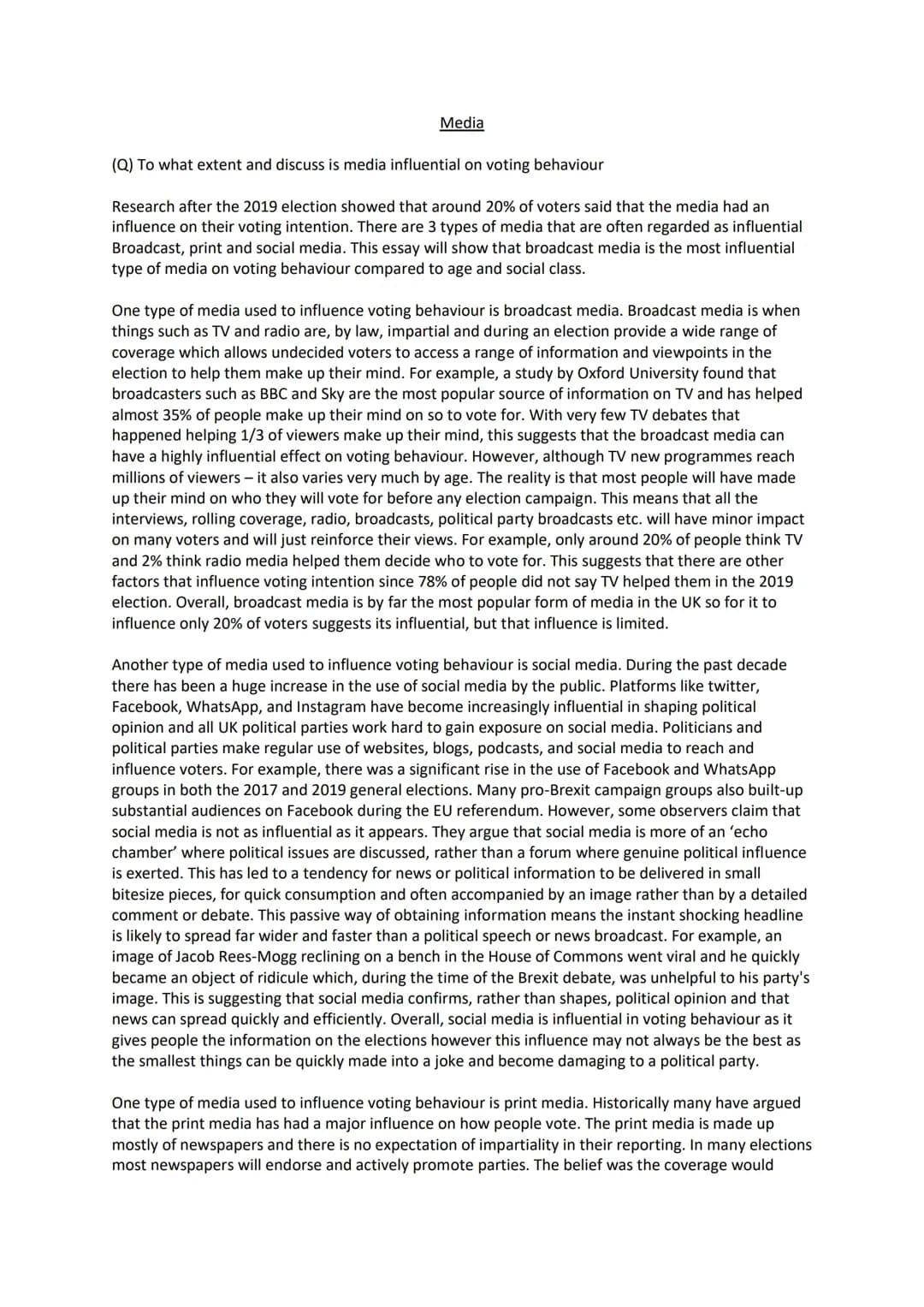 influence of media on voting behaviour essay 