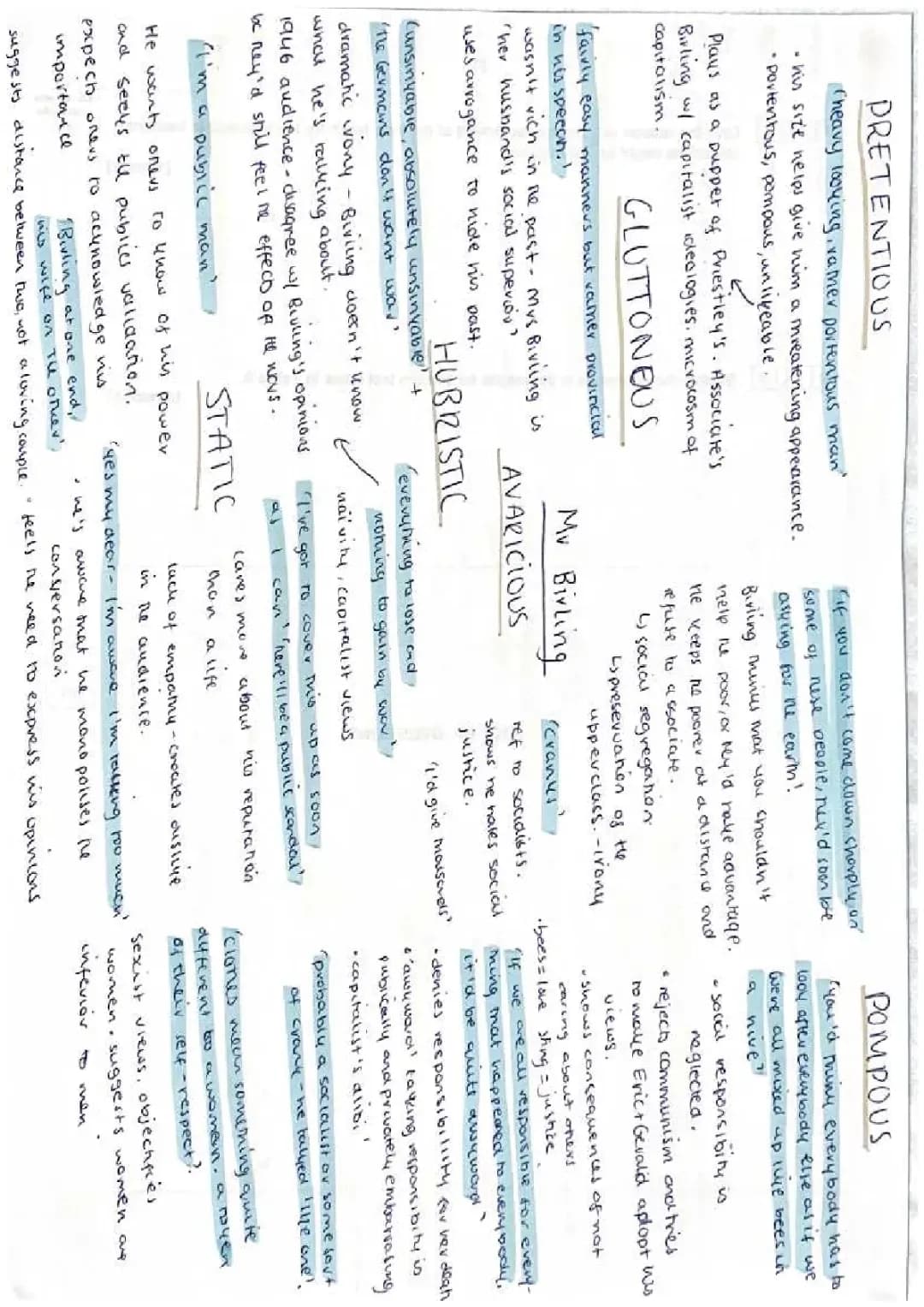 An Inspector Calls: Character Analysis PDF and Quotes for GCSE