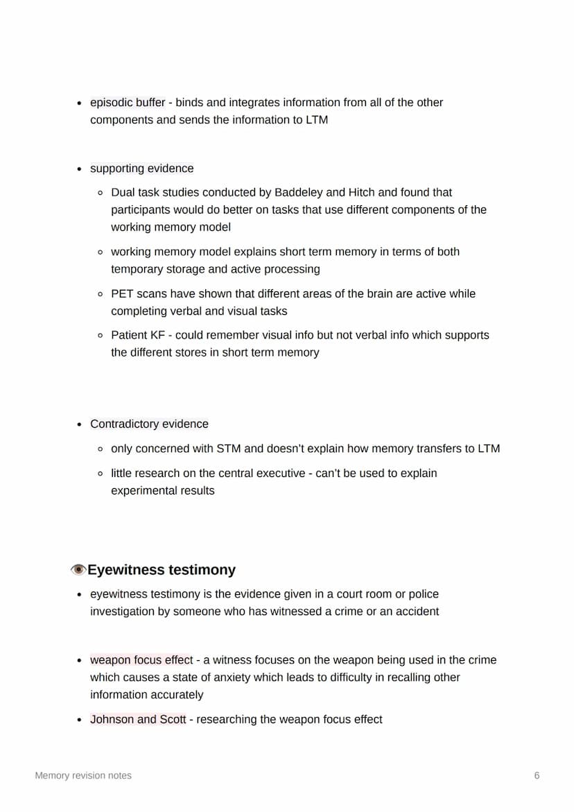 Memory revision notes
The multi-store model of memory
Proposed by Atkinson and Shiffrin
proposed that information passes from store to store