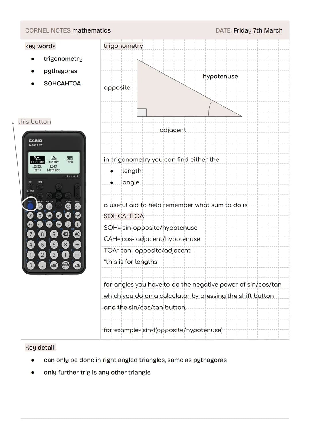 # mathematics

higher gcse
edexcel CORNEL NOTES- mathematics
DATE: Friday 7th March
key words
* alternate
* corresponding
* transverse
* par